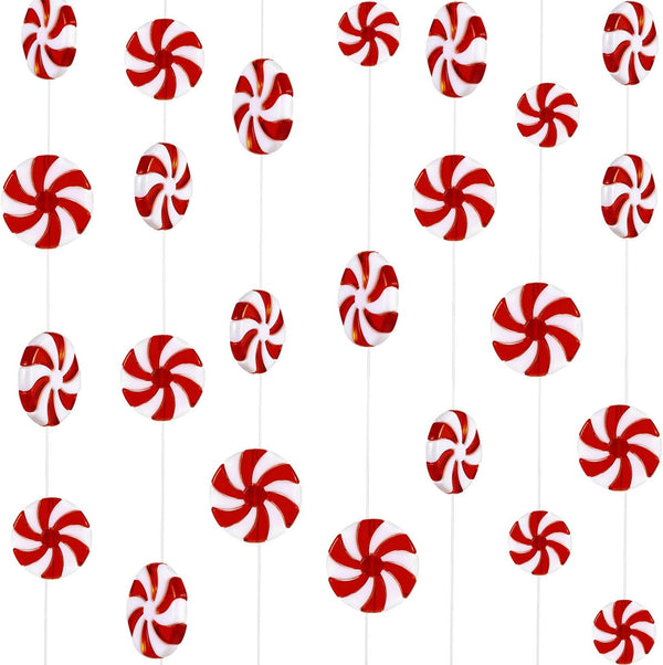 Shappy 50 Pieces Christmas Candy Canes Swirl Garland, Peppermint Christmas Decorations for Tree Ornaments