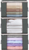 Large Storage Bags, 3 Pack Foldable Closet Organizers for Clothing, Bedding, 90L, Gray