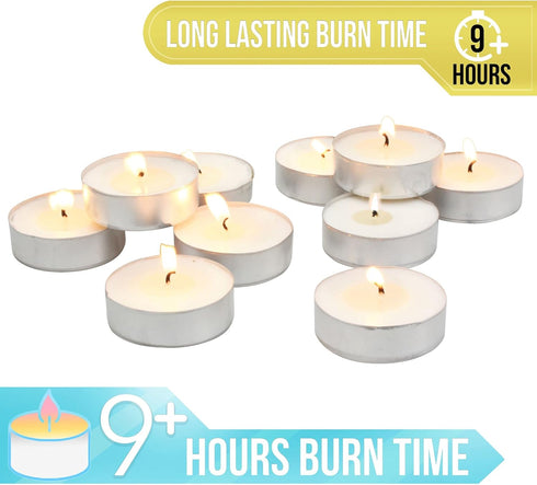 Stonebriar 20 Pack Unscented Mega Oversized Tea Light Candles with 9 Hour Extended Burn Time