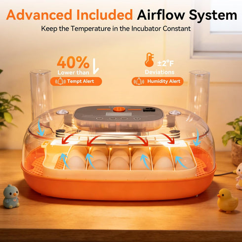 24 360Viewing Incubators for Hatching Eggs, Egg Incubator, Automatic Egg Turner with Humidity Control & Digital