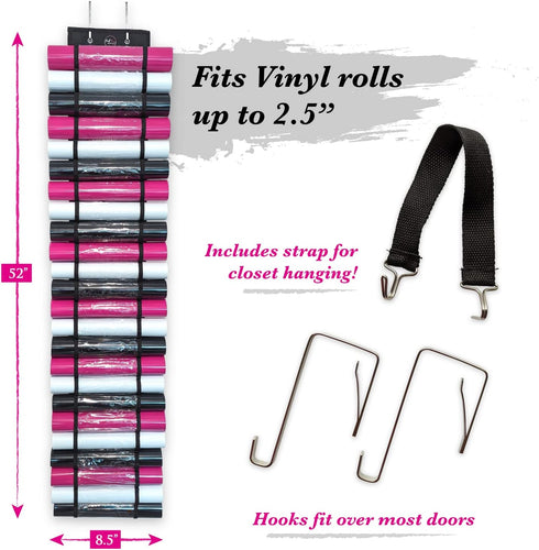 Vinyl Roll Holder and SVGs - Space Saving Vinyl Storage Organizer with 48 Slots for Craft Organization