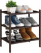 BMOSU 3-Tier Bamboo Small Shoe Rack Premium Stackable Shoe Shelf Storage Organizer