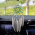 Small Dream Catchers for Cars Rear View Mirror, Handmade Gray Feather and Turquoise Car Charm Pendant