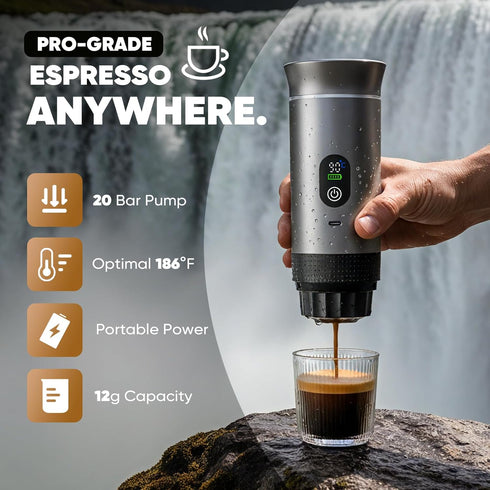 chufa 3-in-1 20-Bar 80 ml Portable Espresso Coffee Maker, Self-Heating & Rechargeable with Smart Display Works