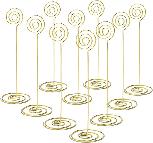 Place Card Holders - 10pcs 8.6" Tall Table Number Holders for Weddings, Parties, Office Desk (Gold)