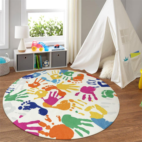 5 STARUIA Colorful Round Kids Rug Ft, Machine Washable Rug for Playroom, Non-Slip Circle Rugs for Classroom, Soft