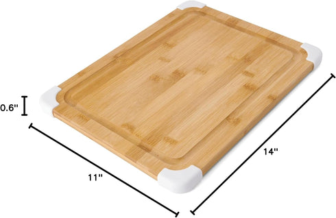 Farberware Nonslip Bamboo Cutting Board, 11x14 Inch with Juice Groove, White