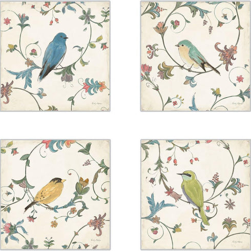CoasterStone Set of 4 Bird's Gem Absorbent Coasters, 4-1/4-Inch