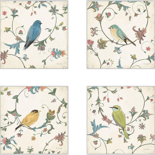 CoasterStone Set of 4 Bird's Gem Absorbent Coasters, 4-1/4-Inch