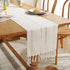 90 Inches 13"90") Wracra Rustic Hemstitch Table Runner, Linen Farmhouse Table Runners Long with Tassels for Dining