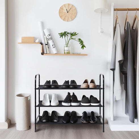 3 9-12 MAX Houser Tier Free Standing Shoe Rack, Metal Shoe Storage Shelf for Pairs, Easy to Assemble, Entryway
