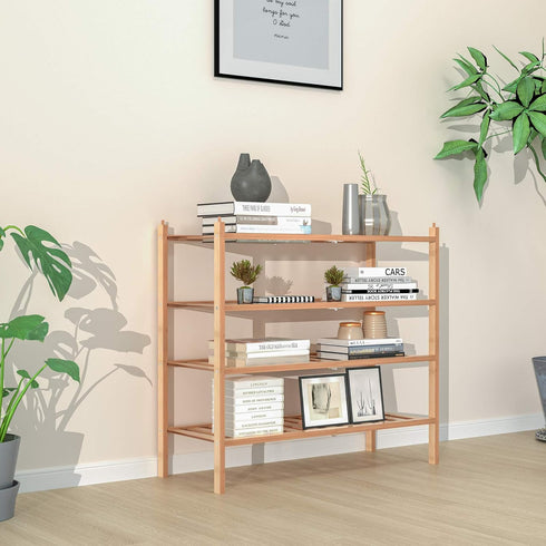 Dranixly 2-Tier Closet, Shoe Rack, Bamboo Stackable Shelf Storage Organizer, Stand for Entryway, Hallway, Bathroom