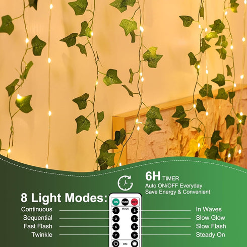 6.5ft 6.5ft 200 8 A.bigwhale Vines Lights for Bedroom, x Ivy Garland with LED Vine Artificial Fairy Lights Curtain
