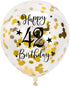Gold 42nd Confetti Latex Balloons, Happy 42 Years Birthday Party Decoration with Confetti, 12in, 16 Pack