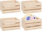4 Pack Mini Rustic Wooden Crates, Unfinished Wood Box Decorative Storage for Kitchen, Office, Bedroom, Rustic Decor