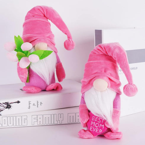 LONEA 2 PCS Mother's Day Gnome Plush Gifts, Spring Summer Tulip Decorations, Best Mom Ever Plushie Gift