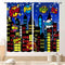 TKUYO Superhero City Curtains, Comic Night Starry Skyline Cityscape Buildings Comic Blackout Window