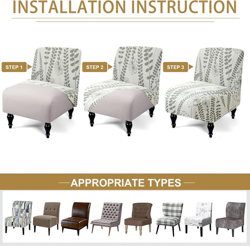 Armless Accent Chair Cover, Stretch Printed Chair Slipcover Soft Slipper Chair Covers Furniture Protector Covers