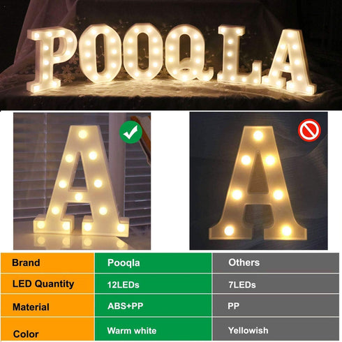 Pooqla LED Marquee Letter Lights Sign - Light Up Alphabet Letter for Home Party Wedding Decoration J