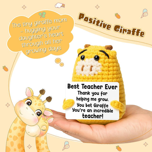 Teacher Appreciate Gifts Positive Giraffe - Thank you for Helping Me Grow, Handmade Crochet Giraffe Cute Stuff Decor