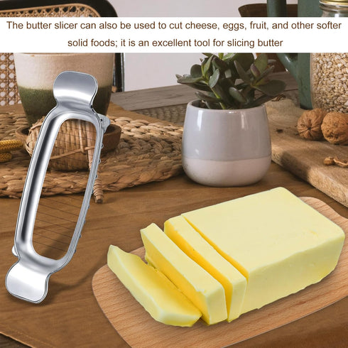 lasuroa Stainless Steel Cheese Cutter and Butter Slicer - Multifunctional Kitchen Food Tool for Block Cheeses