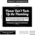 Funny Do Not Flush Sign for Bathroom, 6x4 Please Dont F Up the Plumbing Funny Bathroom Signs, Acrylic Please Do Not Flush Anything Except Toilet Paper Sign, Septic System Signs, Made in USA