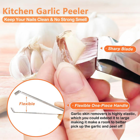 3PCS Stainless Steel Garlic Peeler - Garlic Peeler Clips Skin Remover - Easily Remove The Garlic Skin - Avoid Garlic