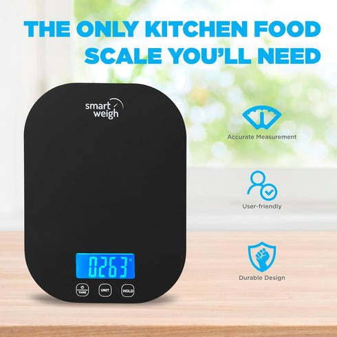 Smart Weigh 11 lb. Digital Kitchen Food Scale, Mechanical Accurate Weight Scale with 5-Unit Modes, Grams and Ounces for Weight Loss, Weighing Ingredients, Dieting, Keto Cooking, Meal Prep and Baking by Smart Weigh