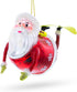 Santa Snowboarding Christmas Ornament, Blown Glass
