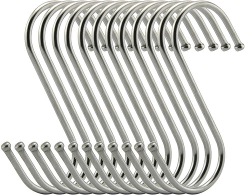 Premium S Hooks, Heavy Duty Stainless Steel Hanger Hooks, Set of 12, Ideal for Hanging