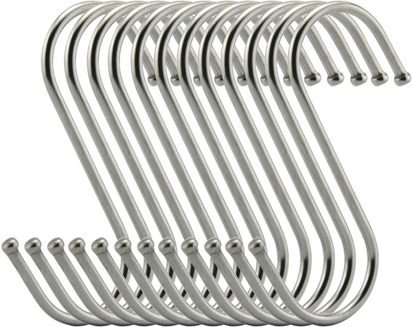Premium S Hooks, Heavy Duty Stainless Steel Hanger Hooks, Set of 12, Ideal for Hanging