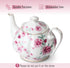 38 oz, BTaT- Floral Tea Pot with Gift Box, White with Pink Roses & Gold Trim, Porcelain Teapot Ceramic, Dishwasher Safe