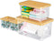 FELIZHOUSE 4 Pack Trash Bag Holder with Bamboo Lid, Stackable Garbage Bag