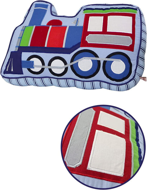 Quilted Train Shaped Pillow - Decorative Kids Pillow for Boys' Rooms