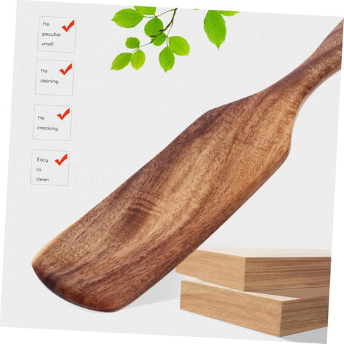 Hemoton Turner Spatula Set, Wooden Spurtles, Non-Stick Kitchen Tool, Slotted Stirring Spoons