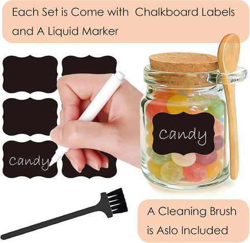 Ahhute 8oz 24 Pack Glass Sugar Scrubs Jars, Bath Salt Container, Snacks Spice Jars w/Bamboo Spoons, Honey Scrubs Body