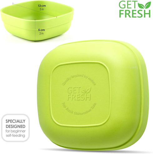 Bamboo Kids Bowls, 4 Pack Set, Stackable Dinnerware for Kids, Dishwasher Safe