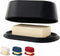 Grey Butter Dish with Lid for Countertop - Modern Plastic Dark Grey