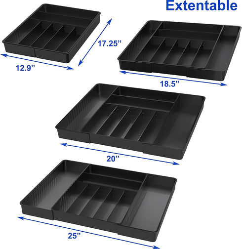 Simple Houseware Expandable Kitchen Drawer Flatware Organizer in Black