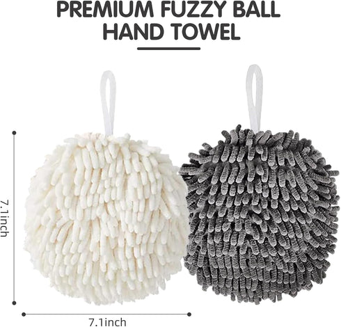 16-Pack 7.1 Inch (8 8 Chenille Fuzzy Ball Hand Towels, Soft Absorbent Microfiber Towels, Quick-Dry Cleaning Cloths