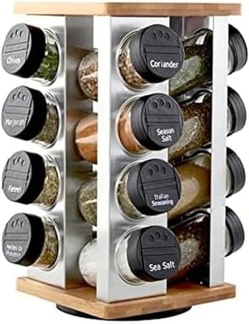 Kamenstein 16 Jar Warner Revolving Countertop Spice Rack Organizer with Lift &