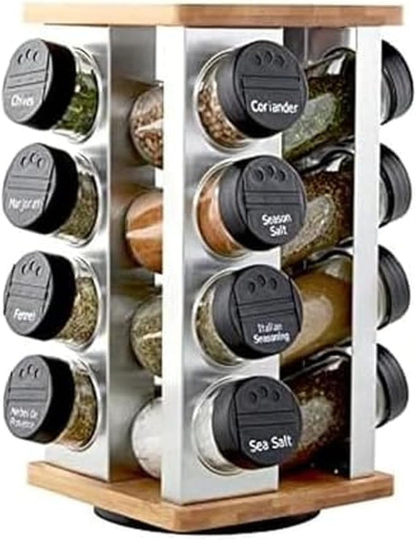 Kamenstein 16 Jar Warner Revolving Countertop Spice Rack Organizer with Lift &