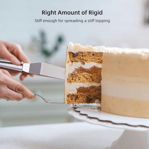 Offset Spatulas Cake Icing Knife Set of 3 - 6, 8, 10 Inch with Angled Cake Frosting Decorating Spatula