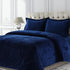 Venice Velvet Oversized Solid Duvet Set, 3 pcs, King, Navy Blue by Tribeca Living