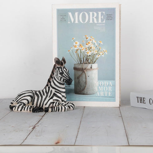 '-5.9inch 3.54inch Zebra Table Sculpture - Resin Zebra Figurine - Black, White - African Safari Zebra Collectible