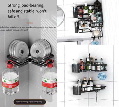 AESTHELIV 6 Pack Adhesive Corner Shower Caddy Hanging - Rustproof Stainless Steel Corner Shelves Large Capacity Shower