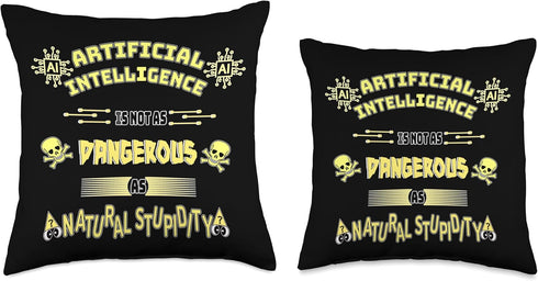 Funny AI Tech Geek Sarcastic Throw Pillow, Multicolor, 16x16