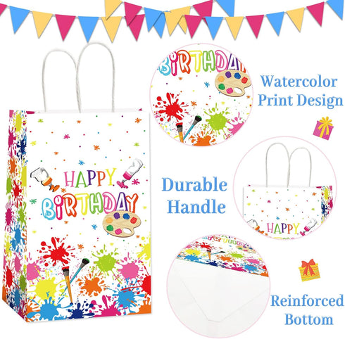 12 Pcs Premium Paint Art Party Bag Supplies, Art Themed Birthday Party Candy Favor Gift Treat Bags Decorations