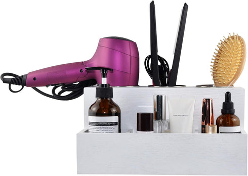 Spiretro Hair Tools Organizer, Wood White Holder for Blow Dryer, Straightener, Curling Wand, Vanity & Bathroom Storage