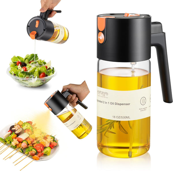 Glass 2 In 1 Olive Oil Dispenser Bottle for Kitchen Gadgets, Olive